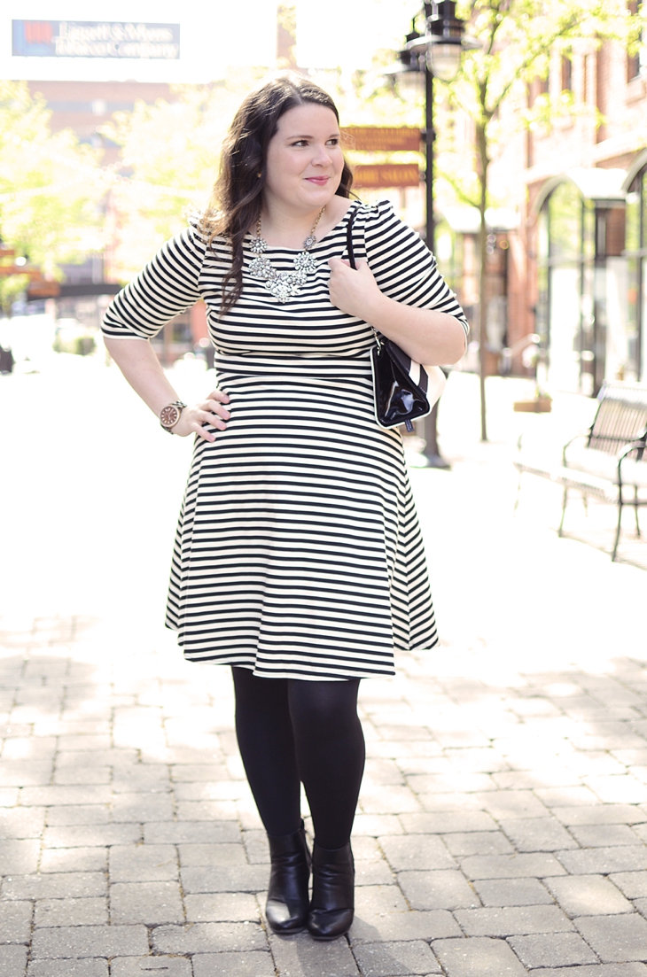 Black and white striped fit & flare Stitch Fix dress