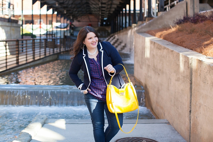 Winter / Fall style | schoolboy blazer, loafers, patterned top, yellow bag| North Carolina Fashion Blogger (5)
