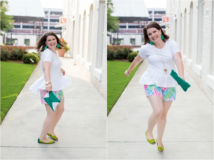 Elegantees Chelsea tee, Lilly Pulitzer Lets Cha Cha Callahan shorts, Root Collective, Nickel and Suede, Kendra Scott (6)