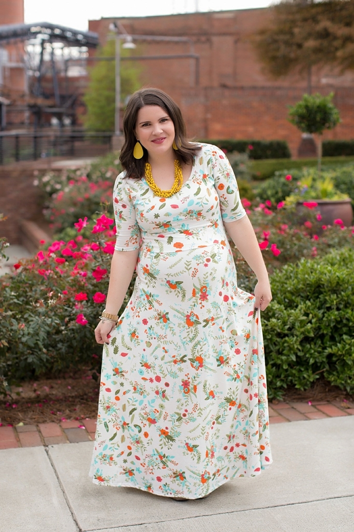 LulaRoe floral Ana dress, yellow accessories, Nickel and Suede earrings, Root Collective shoes, maternity, fall, fashion (6)