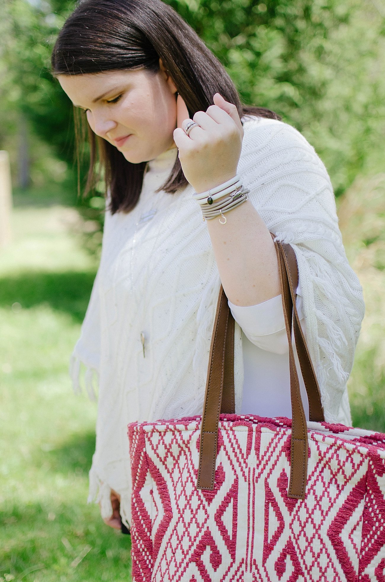 Grace & Lace poncho, Grace & Lace bag, Nickel and Suede earrings, The Root Collective Millie flats, Endless Jewelry bracelets, Wristology Watch | Casual Style - North Carolina Fashion Blogger (6)