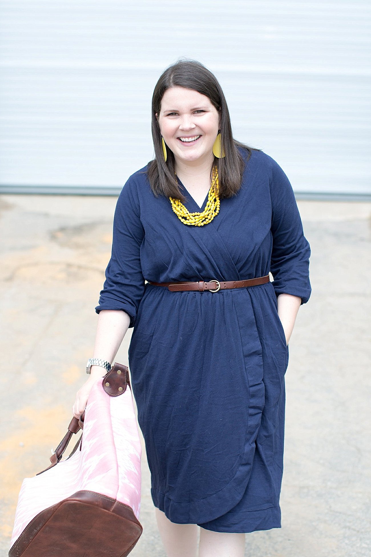 Tonle Design "Tess" Wrap Dress, Tribe Alive Weekender Bag, Sela Designs necklace, Nickel and Suede earrings, The Root Collective Shoes | North Carolina Fashion & Style Blogger | Ethical and Fair Trade Fashion (5)