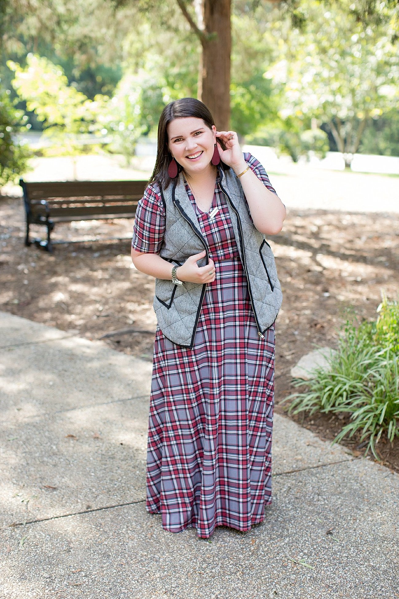 Agnes & Dora plaid Austen dress, herringbone vest, fall fashion, ethical fall fashion | North Carolina life and style blogger (1)
