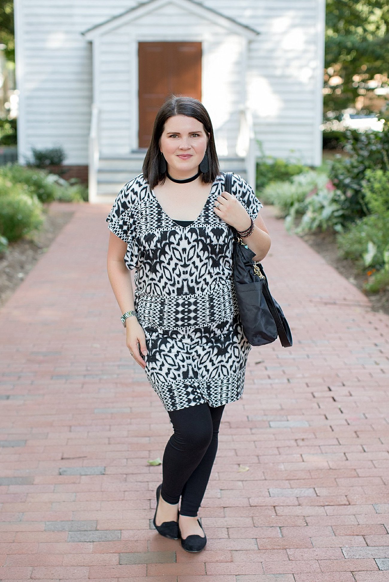 Threads for Thought "Mia Dress", LulaRoe black leggings, Lily Jade diaper bag, Nickel & Suede choker, Nickel & Suede earrings, Darzah stitched leather cuff | ethical fashion blogger, north carolina fashion blogger (13)