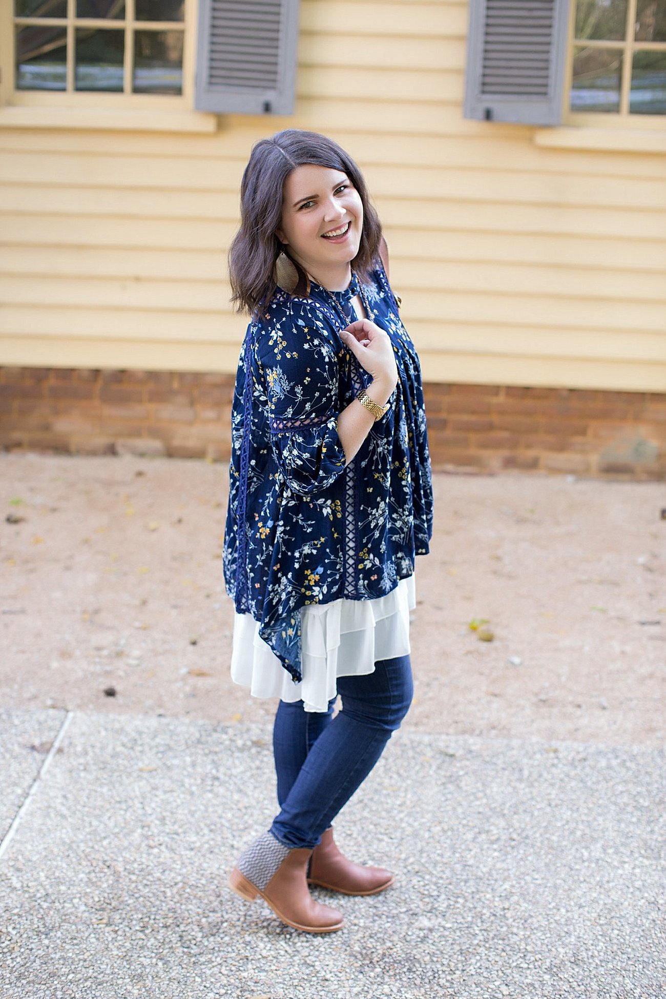 Grace & Lace peasant top and chiffon lace extender from The Flourish Market, Paige denim, Root Collective espe booties | Ethical Fashion, North Carolina Life and Style Blogger (7)