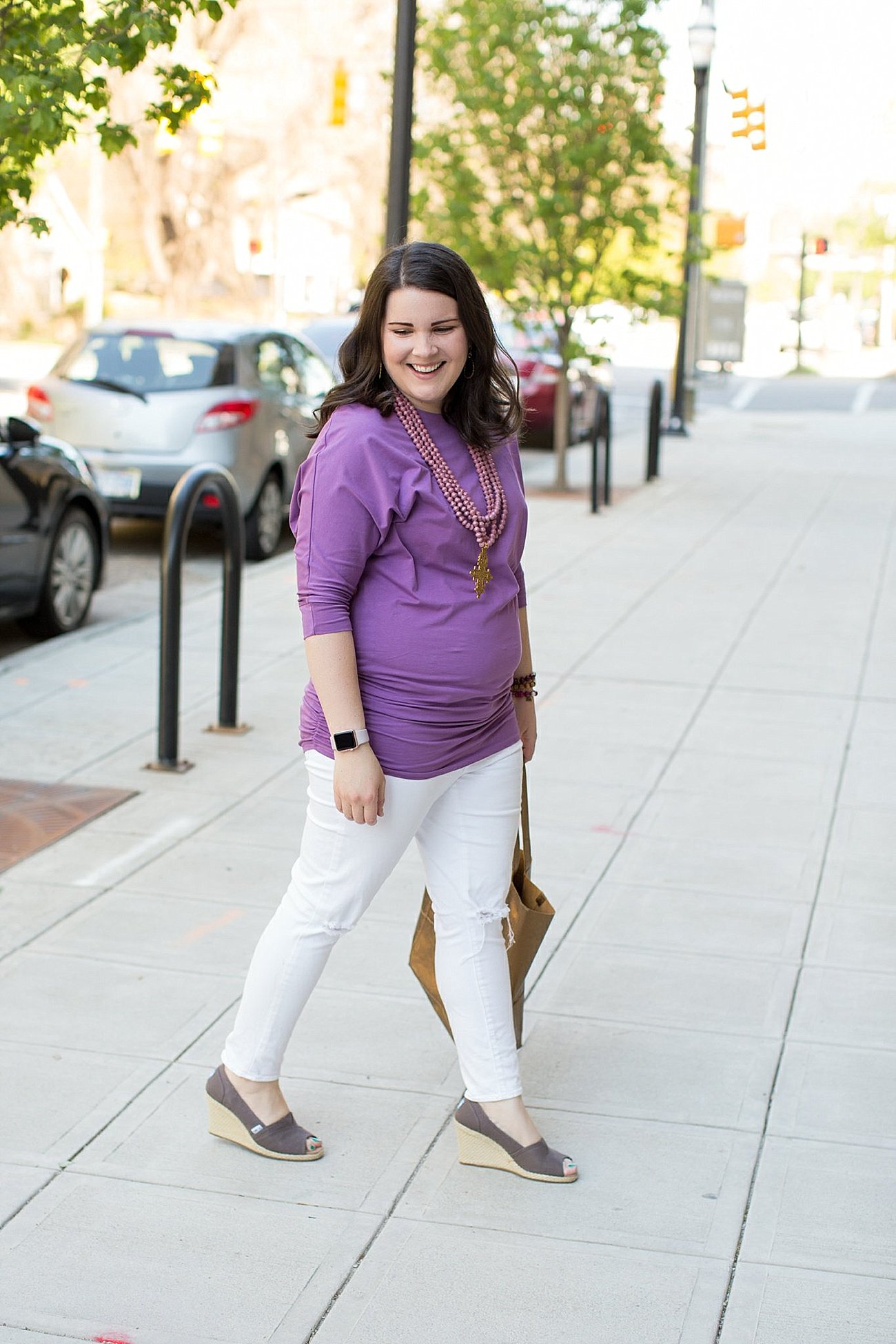 White Denim Outfits with the Elegantees Cassie Tunic by ethical fashion blogger Still Being Molly