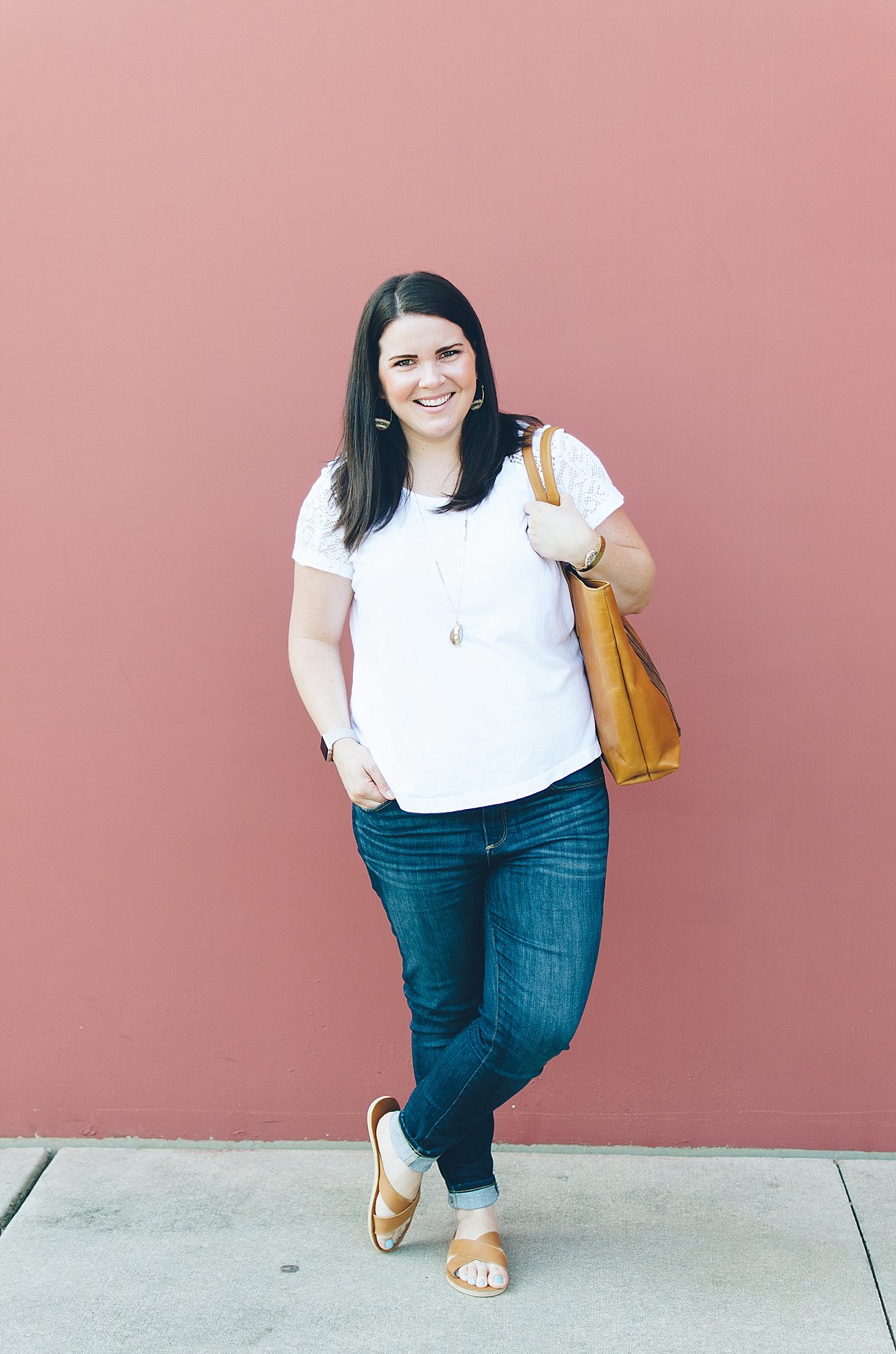 Aventura clothing lace detail tee, PAIGE denim jeans, Purpose Jewelry, Starfish Project, Sseko Designs, ethical fashion - casual fair trade style (7) - How to Elevate Your Basic White TShirt and Jeans Outfit by fashion blogger Still Being Molly