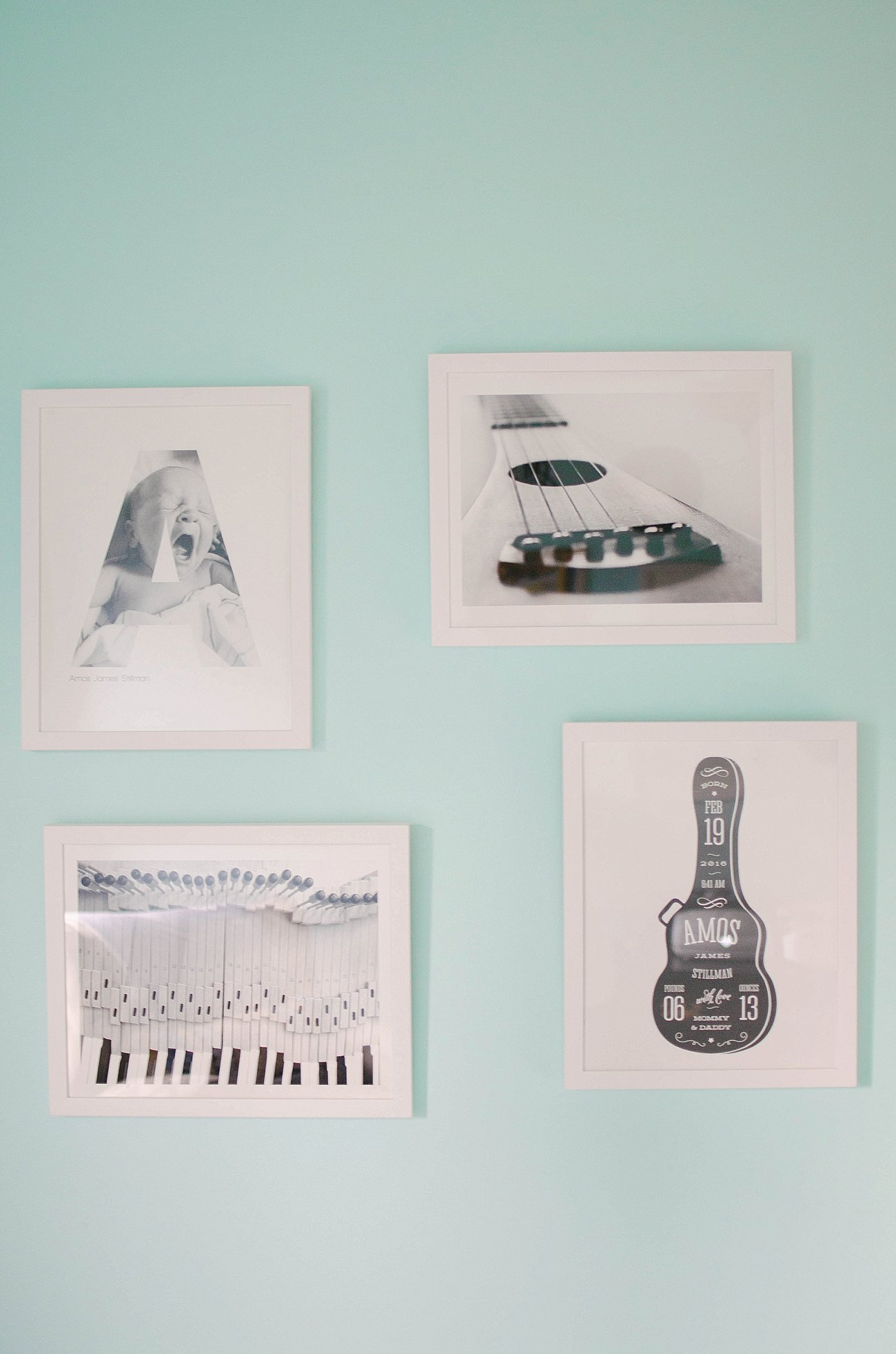 Gender Neutral Music / Record Themed / Navy, Teal, Grey Chevron and Stripe Nursery (6)