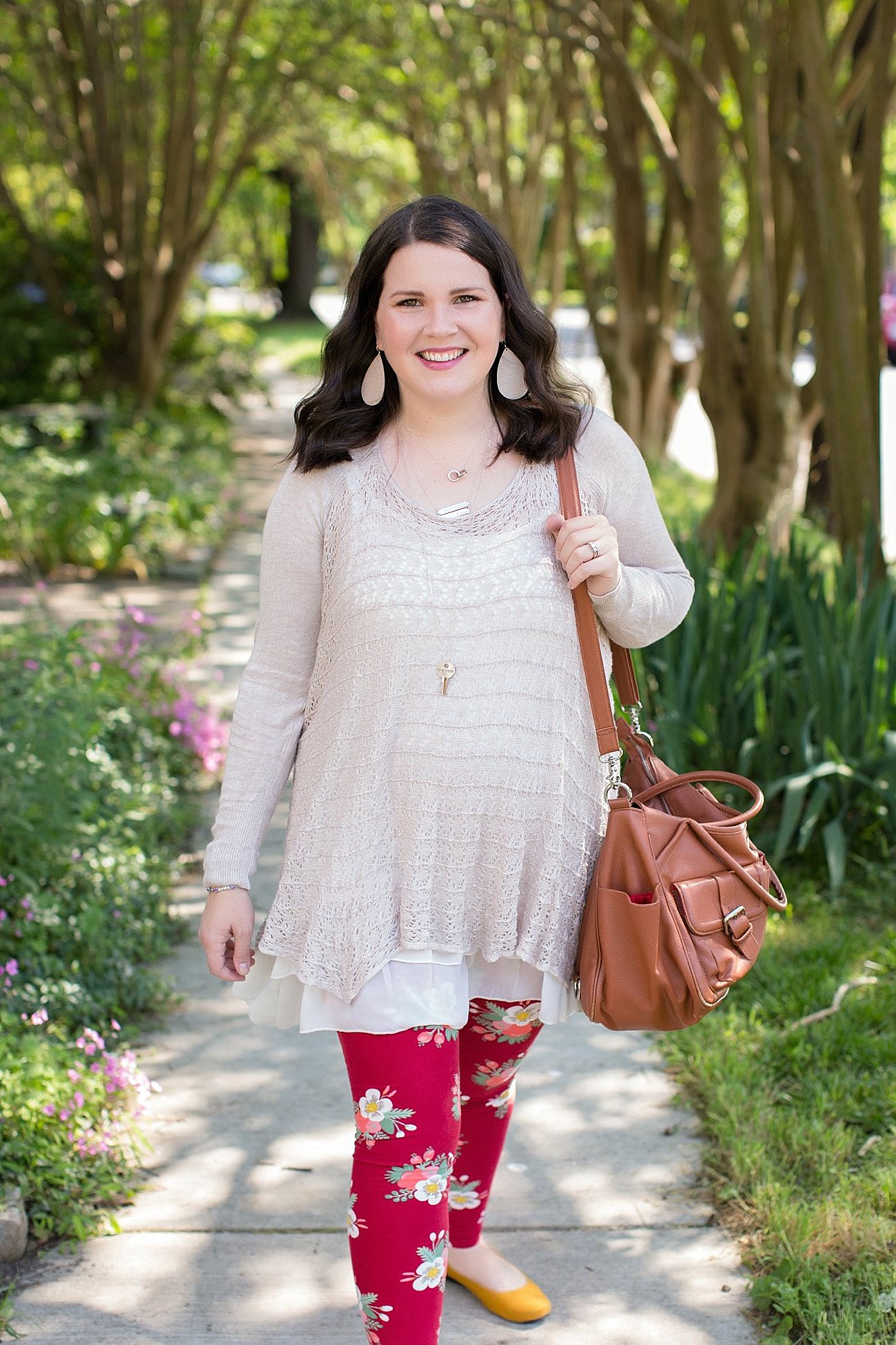 Grace & Lace two fit knit cardigan, lace extender, LulaRoe floral leggings, The Root Collective ballet flats | Ethical Fashion & Style Blogger (2)