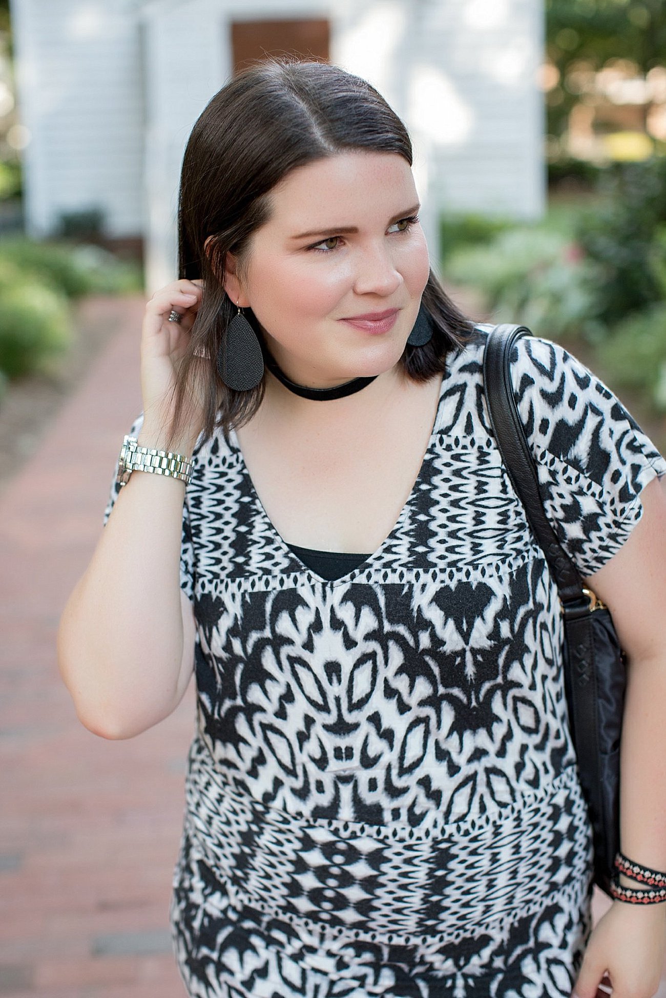 Threads for Thought "Mia Dress", LulaRoe black leggings, Lily Jade diaper bag, Nickel & Suede choker, Nickel & Suede earrings, Darzah stitched leather cuff | ethical fashion blogger, north carolina fashion blogger (3)