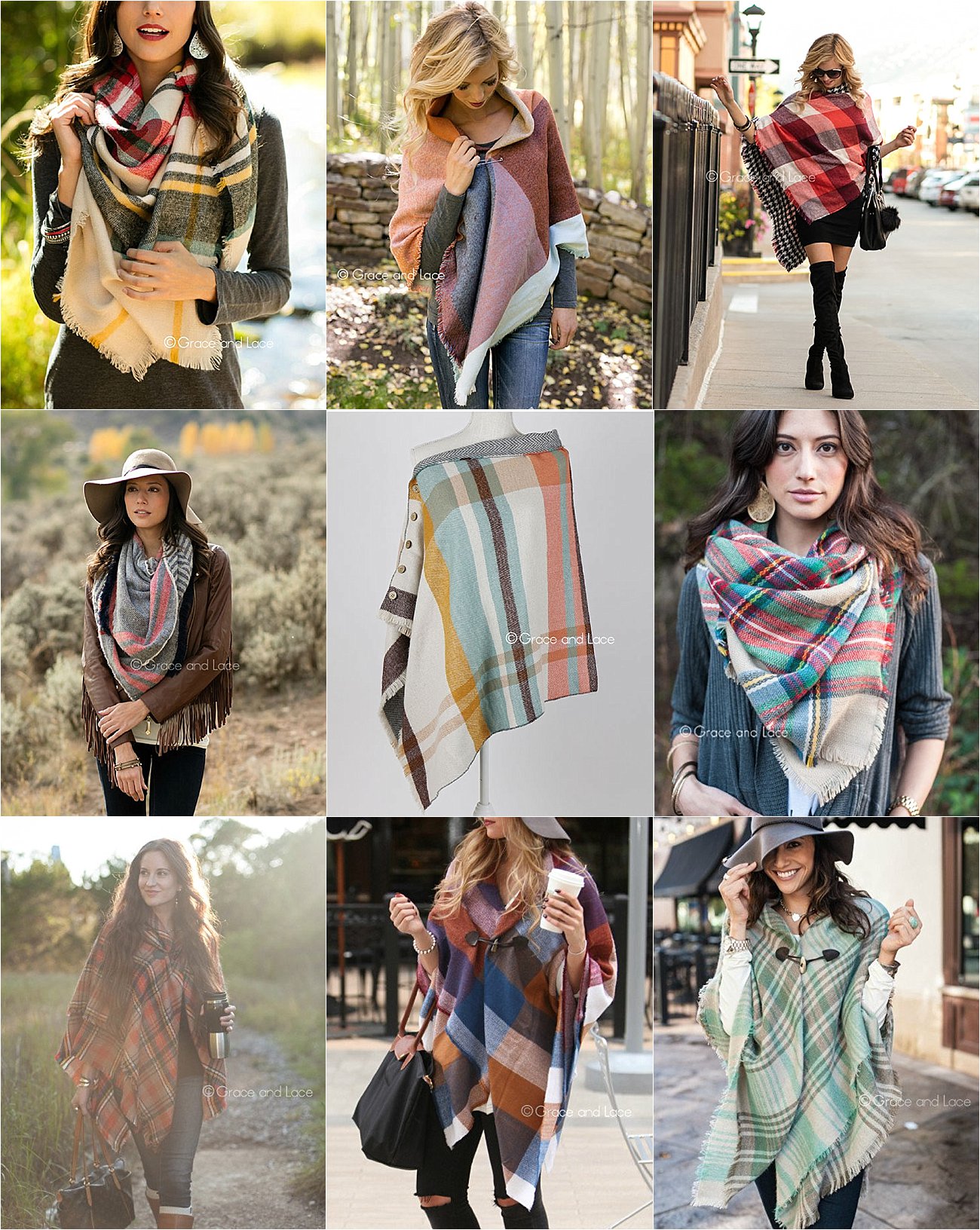 Blanket Scarf / Pinned Poncho / Button Poncho / Toggle Poncho