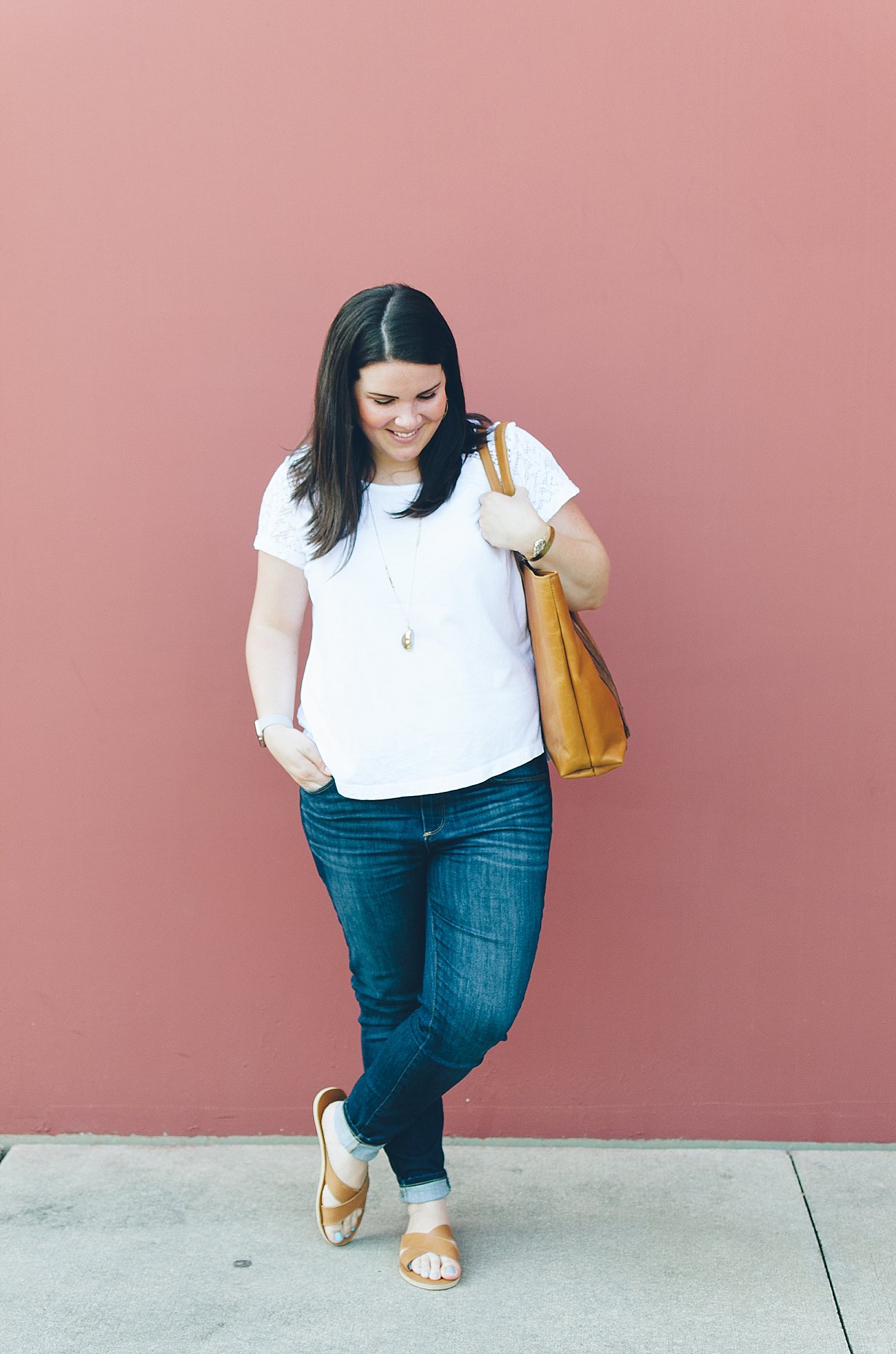 Aventura clothing lace detail tee, PAIGE denim jeans, Purpose Jewelry, Starfish Project, Sseko Designs, ethical fashion - casual fair trade style (2) - How to Elevate Your Basic White TShirt and Jeans Outfit by fashion blogger Still Being Molly