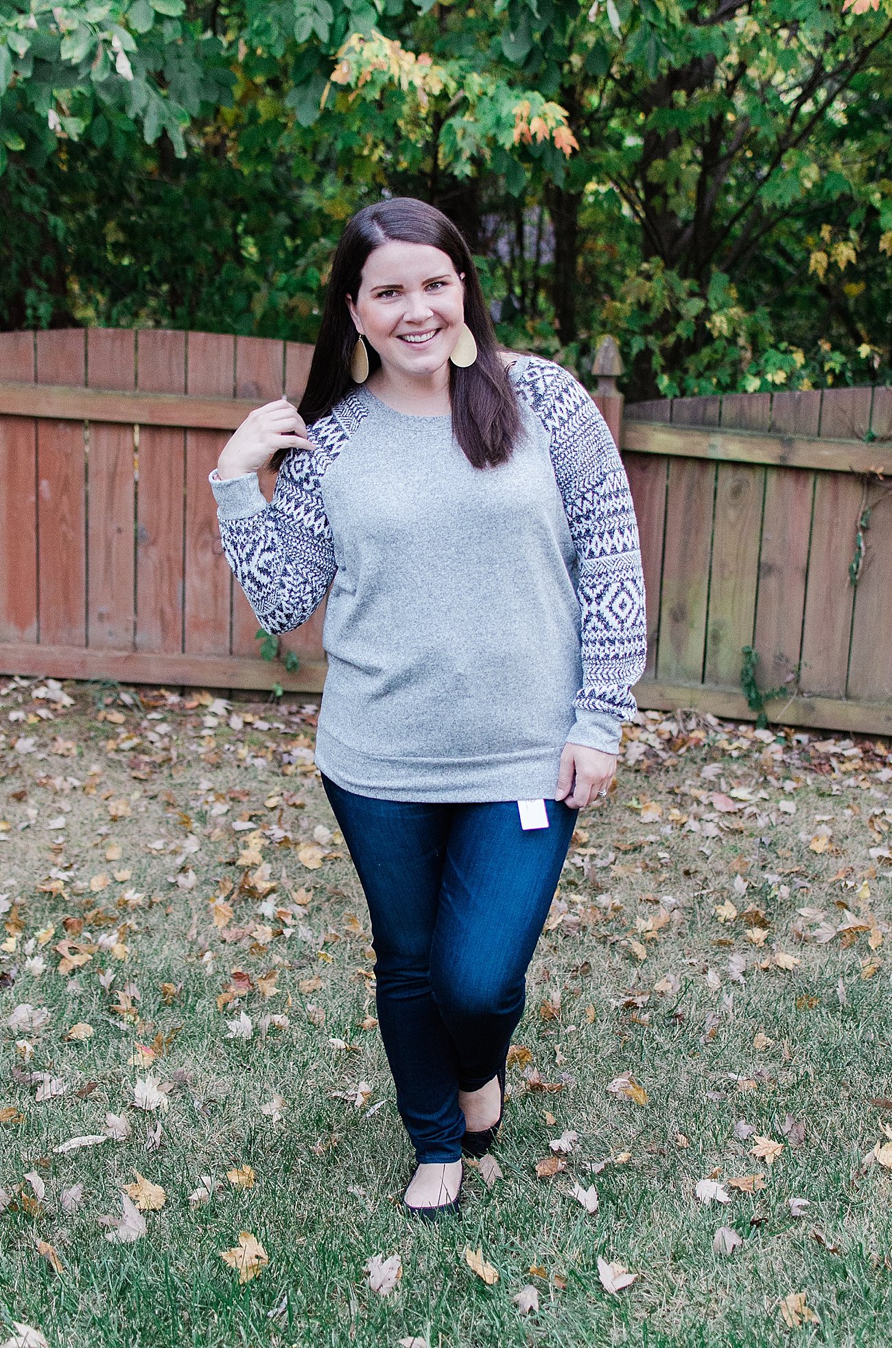 Stitch Fix Review - "Le Lis - Shaney Raglan Printed Sleeve Knit Top" - Made in the USA - Size L - $58 Stitch Fix Review by North Carolina ethical fashion blogger Still Being Molly