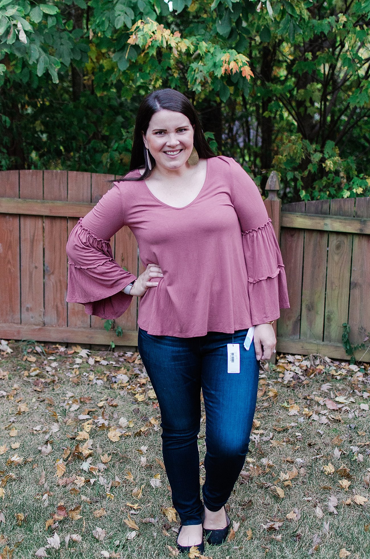 Stitch Fix Review - "hudson and harper "Geri Ruffle Sleeve Knit Top"" size L - $54 - Made in the USA - Stitch Fix Review by North Carolina ethical fashion blogger Still Being Molly