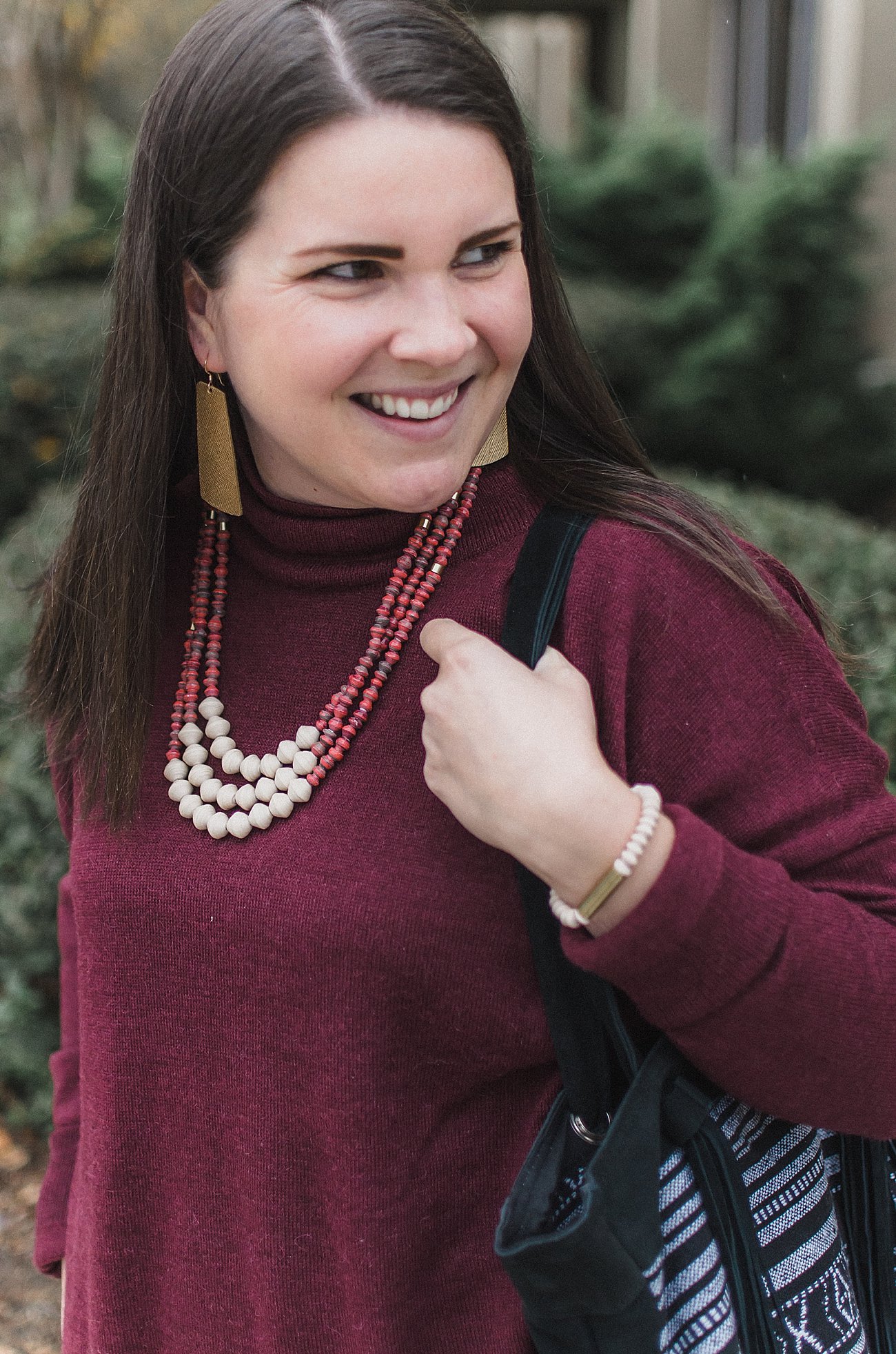 Ethical and Fair Trade Fashion - Hope Made in the World Alpaca Sweater, Dojo flare jeans, Rapha House bag, Milk and Honey market jewelry - fall fashion (7) - The Classic Fall Sweater Made to Last by North Carolina ethical style blogger Still Being Molly