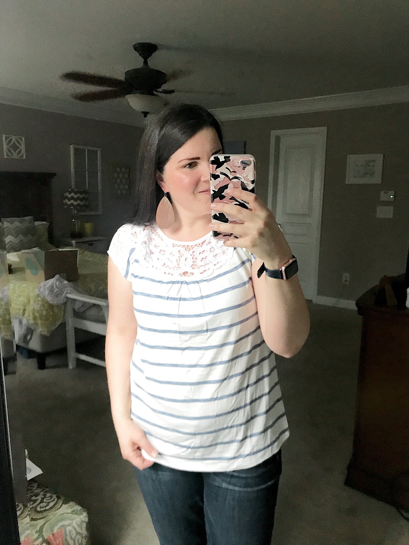 SKIES ARE BLUE Mishella Lace Yoke Knit Top - SIZE: L - $58 - Stitch Fix Review #46 by popular North Carolina ethical fashion blogger Still Being Molly