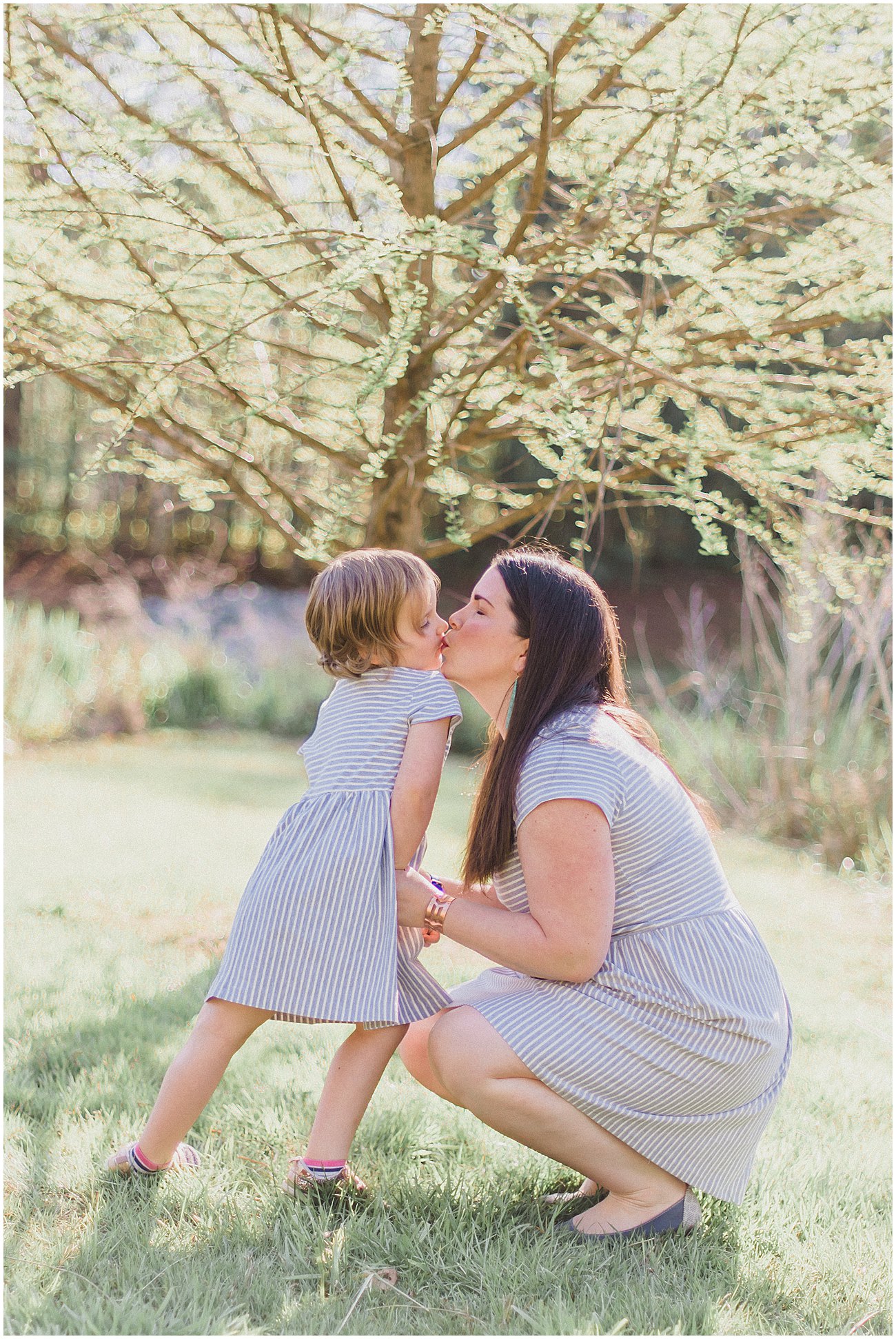 Ethical Mommy & Me Fashion: Elegantees Riley Striped Dress styled by popular North Carolina ethical fashion blogger Still Being Molly
