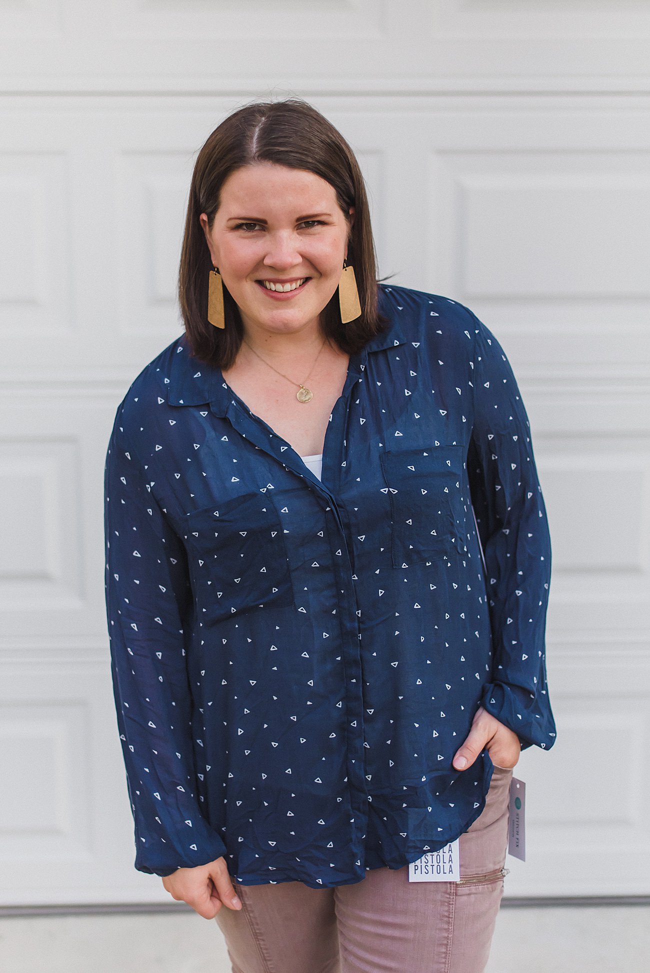 How to Get Your Best Transition to Fall Fix from Stitch Fix (1) Bella Dahl - Hipster Button Down Top - Navy - Size XL - $124